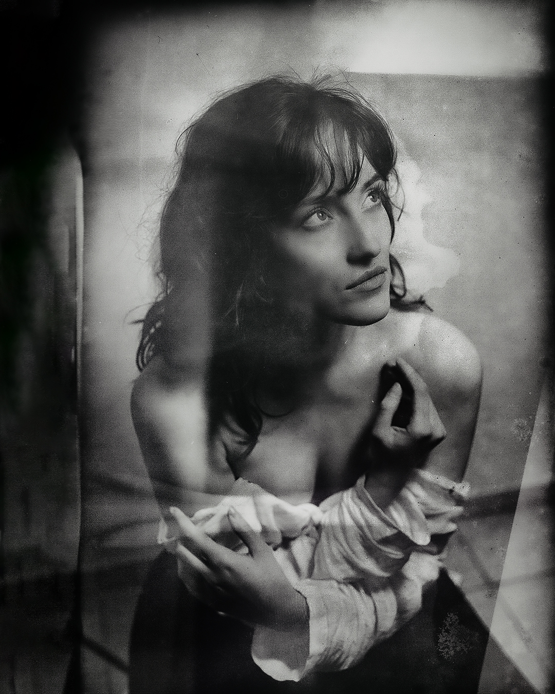 Portraits Photographs black and white made in Studio with Digital Art Manipulation